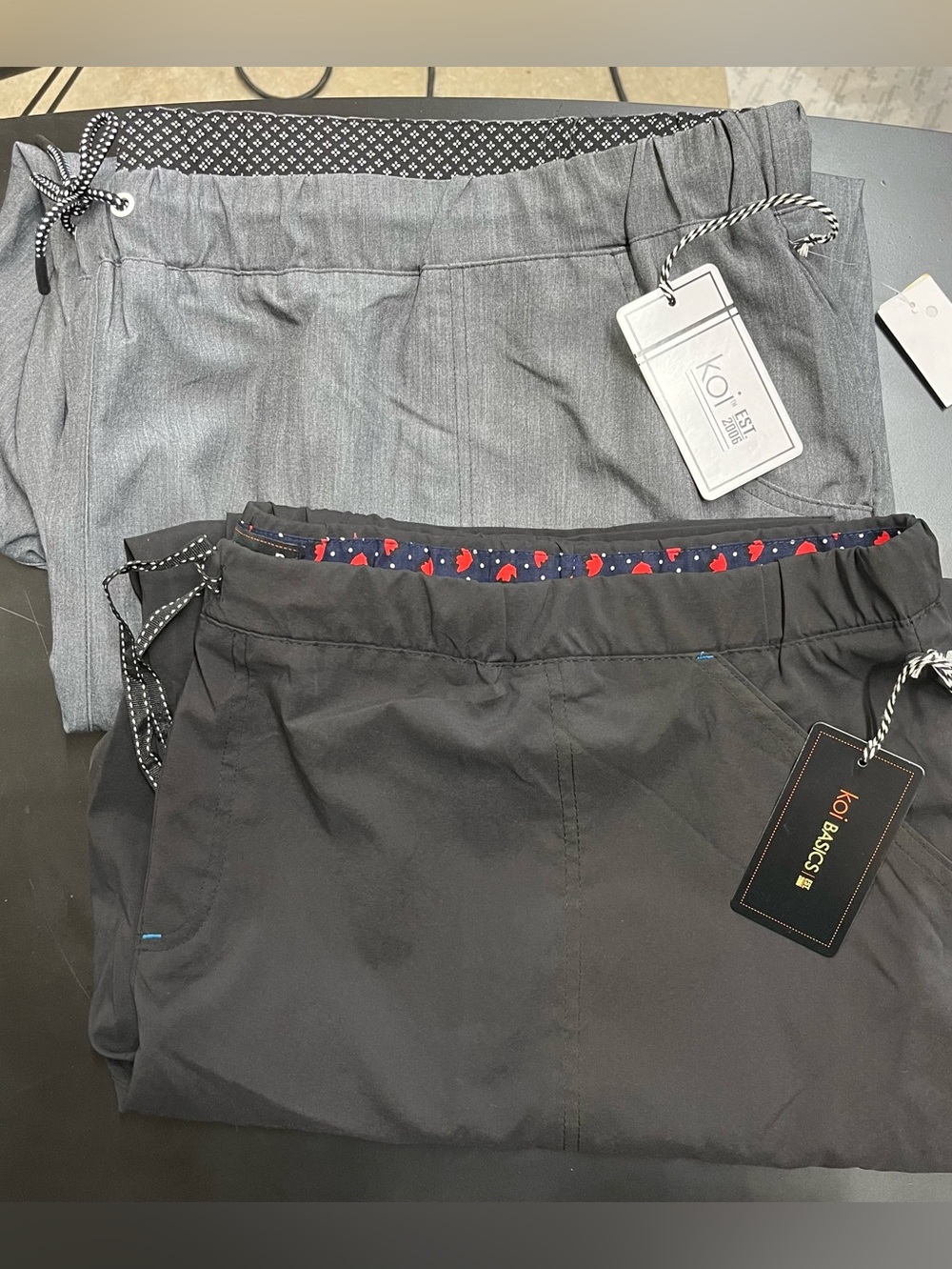 NWT Lot Of 2 Koi Women’s Straight Leg Scrub Pants In Grey and Black Size 5XL